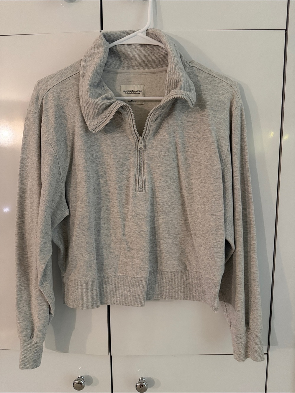 Women’s Abercrombie & Fitch Light Gray Half-Zip Pullover Sweatshirt Size XS